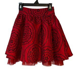 The Childrens Place Skater Skirt Girls Size 4 Red Glitter Pleated Holiday